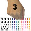 Number 3 Three Fun Bold Font Temporary Tattoo Water Resistant Fake Body Art Set Collection - Dark Green (One Sheet)
