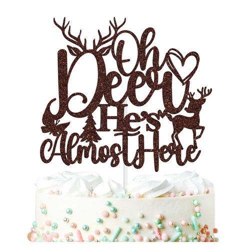 Oh Deer He&#39;s Almost Here Cake Topper, Oh Deer Baby Shower Boy&#39;s Happy 1st Birthday Cake Decoratio...