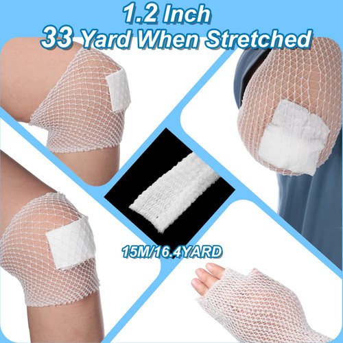 Tubular Bandage Elastic Net Wound Dressing Elastic Dressing Retainer Tubular Stretch Elastic Gauze Bandage Without The Use of Adhesive Tape, 33 Yard Roll Stretched (Size 4 for Arm, Leg or Foot)