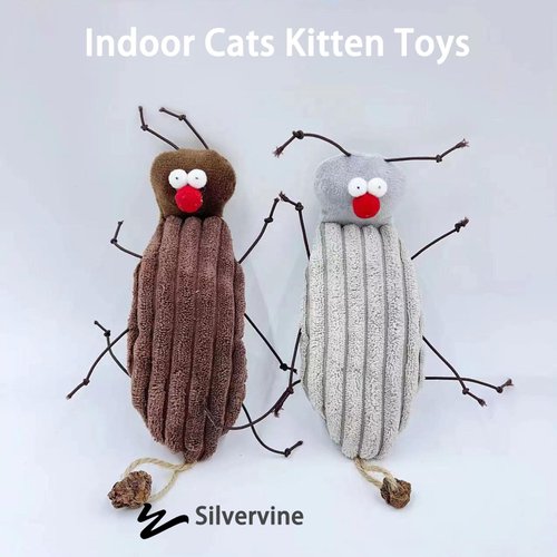 Pawdea Catnip Toys for Cats with Organic Silvervine, Cat Kicker Toys for Indoor Cats, Cat Toys with Catnip, 7inch Cat Chew Toy, Kitten Chew Toys Teething Cat Toys(Coffee)