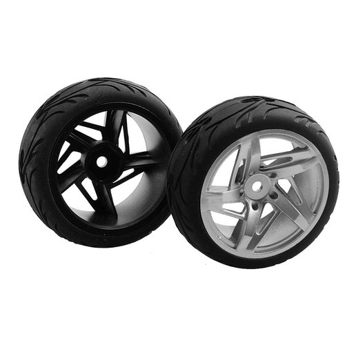 Mxfans RC 12mm Hux Wheel Rims & Rubber Tires for RC 1:10 On Road Drift Car Pack of 4