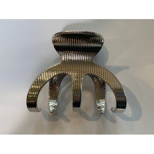 Generic Medium shiny silver tone textured metal hair claw clip