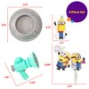 DecoSet® Minions Fart Bubble Blaster Cake Topper, 4 Piece Decoration Set With Working Bubble Wand, Stand, & Kevin, Bob, & Stuart Minions | For Birthday And Celebrations