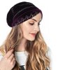 Bohend Rhinestone Turban Headband Sleep Headwrap Wide Sparkly Sleep Crystal Muslim Hat Headwear Beanie Velvet Hat Cap Hair Wrap for Women and Girls (Deep Purple)