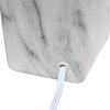 Simple Designs LT2071-WOW White Gray Petite Marbled Ceramic Bedside Mini Table Lamp with White Fabric Shade