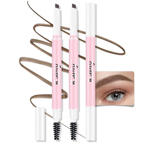 AMY'S DIARY 3pcs Eyebrow Pencil Retractable Definer, Soft brown, Dual-Sided Brow Brush, Fine Tip, Shapes, Defines, Fills Brow Makeup Flapiz Para Cejasills (soft brown)