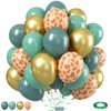 Dark Green Gold Balloons, 12 Inchs Olive Green Metallic Gold Animal Print Giraffe Balloons for Boys Safari Jungle Baby Shower Forest Wooland Birthday Wild One Party Decorations