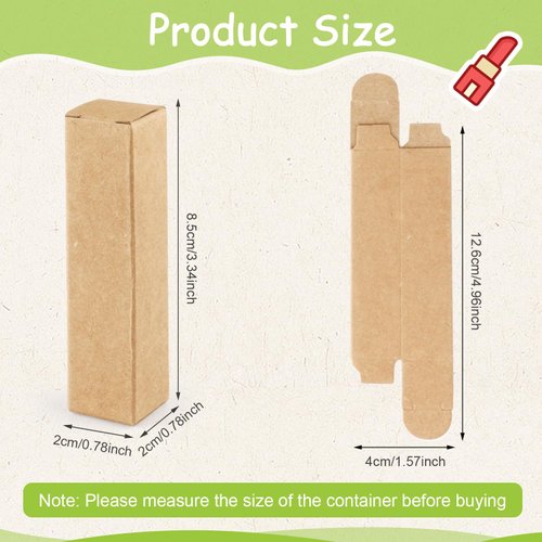 Cositina 100 Pack 0.78 * 0.78 * 3.34 inch Kraft Paper Lipstick Box Rectangle Lip Balm Kraft Boxes Essence Oil Bottle Packaging Organzier for Makeup Sample Tube Storage DIY Gifts - Brown