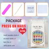Extra Long Press on Nails Coffin Acrylic Nails Summer False Nails with Rainbow Glitter Designs Full Cover Fake Nails Glossy Stick on Nails for Women 24 Pcs