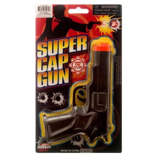 Black Toy Super Cap Gun 8-Shot Revolver Detective Police Cowboy Colt Agent 007Handgun