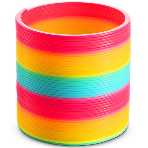 Jumbo Rainbow Spring Coil Toy - 6" Plastic Giant Spring Coil Toys for Kids, Big Spring Toys for Boys and Girls, Neon Colorful Rainbow Coil Spring for Party Favor, Great for Prizes, Gifts, Birthday