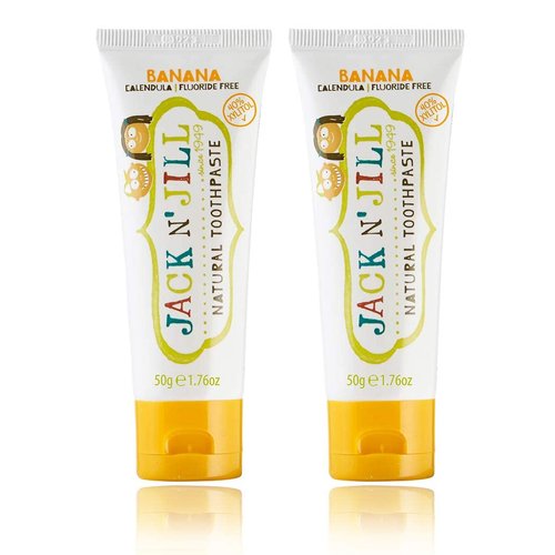 Jack N' Jill Kids Natural Toothpaste - Kids Toothpaste Fluoride Free, Organic Flavors, BPA Free SLS Free, Makes Tooth Brushing Fun for Kids - Banana, 1.76 oz (Pack of 2)