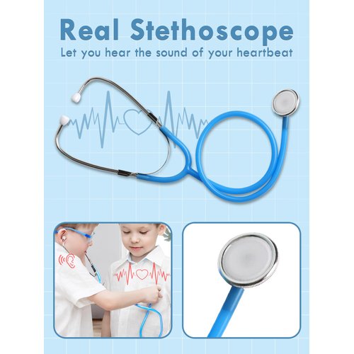 Lehoo Castle Doctor Kit for Kids Realistic, Kids Doctor Kit Wooden, Pretend Doctor Playset for Toddlers 3-5, Medical Kits Toys for Boys Girls, with Stethoscope Syringe Doctor Bag