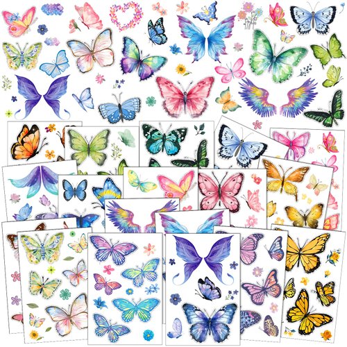 Noveread 72sheets Glitter Butterfly Temporary Tattoos Sticker for Women Eye Face Makeup Decoratio...