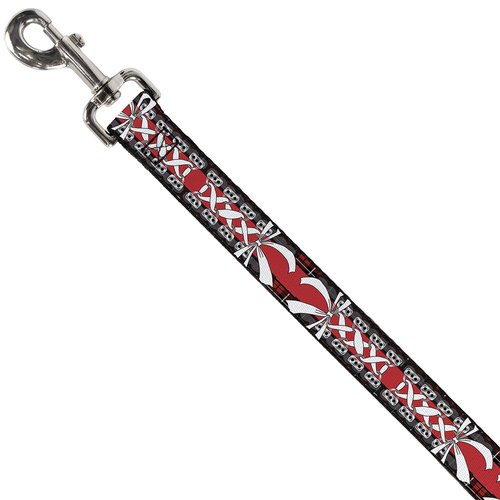 Dog Leash Corset Lace Up Bow Red Plaid Red 4 Feet Long 0.5 Inch Wide