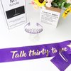 YARIEW 30th Birthday Decorations 30th Birthday Crown + 30 Talk Thirty To Me Birthday Sash + Pearl Pin Set, 30th Birthday Sash and Tiara for Women, 30th Birthday Gifts for Women