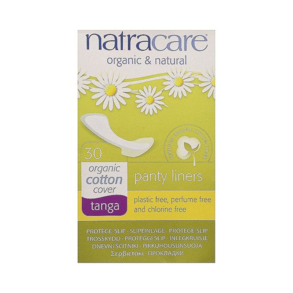 Natracare Natural Organic Thong Style Panty Liners, Made with Certified Organic Cotton, Ecologically Certified Cellulose Pulp and Plant Starch (1 Pack, 30 Liners Total)