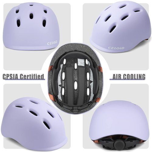 CELOID Kids Bike Helmet,Toddler Cyling Helmets for Ages 5-8 Years Boys Girls,Child Adjustable Multi-Sport Bicycle Skateboard Roller Skate Scooter Rollerblade Balance Skateboarding Helmet,Violet