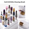 AREMOD 2 in 1 Nail Drill Bits Holder, Electric Nail Drill Bits Cleaning Brush with Steel Wire & Nylon Brushes 30 Holes Nail Drill Stand Display Organizer Dustproof Case for Nail Manicure Tools(White)
