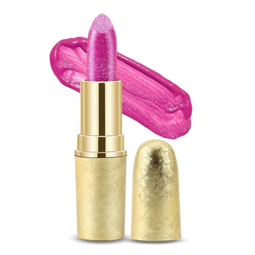Boobeen Glitter Lipstick Hydrating Lip Balm Sparkling Shine Lip Color Nonstick Highly Pigmented Formula Gives Metallic Finish Lip Makeup for Women and Girls (Sparkling #8)