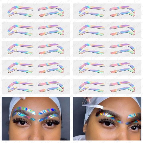 Permanent Makeup Eyebrow Auxiliary Stickers,Airbrush Brow Stickers Stencils Shape Tape,Brow Shaping Mapping Guide Tool, Disposable Adhesive Eyebrow Template Sticker