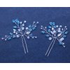 FXmimior Hair Pins Bridal Women Light Blue Crystal Vintage Wedding Party Headpiece Hair Clip Crystal Hair Accessories(pack of 2)