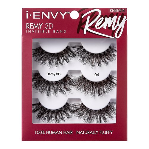 i-ENVY False Lashes, Remy 3D Lashes Value Pack Human Hair Natural Fluffy Wispy Invisible Band Seamless Look Reusable Eyelashes (04)