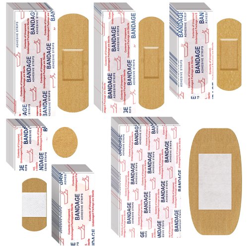 Assorted Bandages, Flexible Fabric Adhesive Bandages Family Variety Pack, Small Comfortable Fingertip Bandages Bulk for Wound, Various Sizes Spot Bandage, Round Cloth Bandages for Aids(300 Pieces)