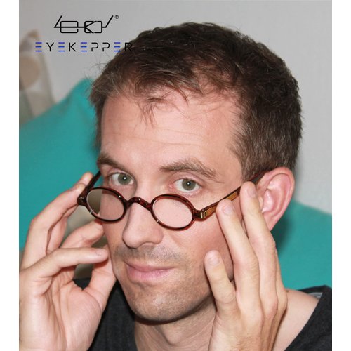 Eyekepper Small Oval Round Reading Glasses Vintage Mini Reader Eyeglasses for Men Women Reading with Spring Hinges Tortoise Frame +1.75