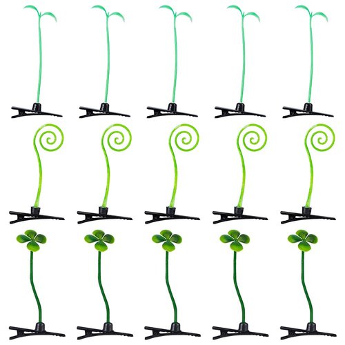 CRASPIRE 54Pcs Bean Sprout Hair Clips Plant Green Grass Hairpins 3 Style Easter Four-leaf Clover Little Barrette Headwear for Women School Home Party Favors Funny Hair Accessories