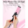 Mini Three Barrel Curling Iron, Small Curling Wand 1/2 Inch for Home and Travel, Ceramic Tourmaline Add Shine to Waves, Youuish Dual Voltage Hair Crimper, Pink