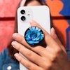 Ksadiye Translucent Clear Phone Grip with Expanding Kickstand,Cell Phone Collapsible Stand Blue Rose Flower Design for Smartphones