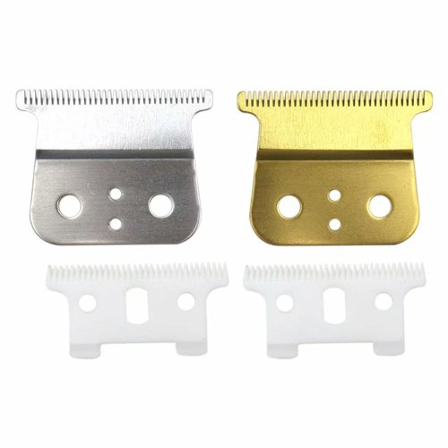 USonline911 New 2 Pair Replacement T-Blade Hair Trimmer Replacement T Beard Trimmer Replacement T Blade Hair Clipper Set (Gold and Silver Short Teeth)