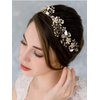 SWEETV Bridal Headband Wedding Headpiece for Bride Hair Accessories for Wedding Hair Pieces Crystal Pearl Hair Vine Gold