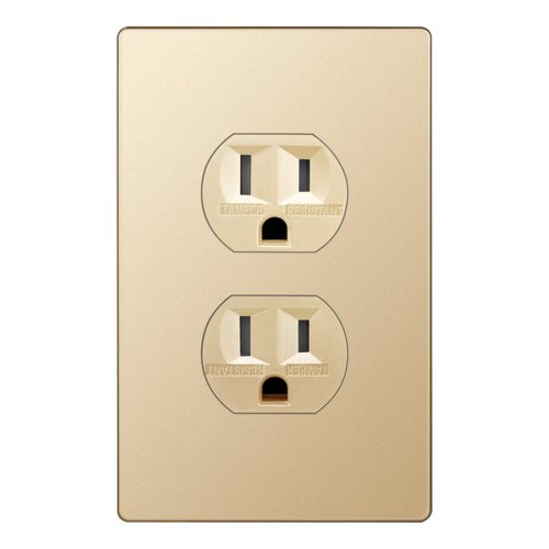 ENERLITES Elite Series Duplex Receptacle with Screwless Wall Plate, Residential Grade Duplex Outlet, Tamper-Resistant, Grounding, 15A 125V, UL Listed, 61580-TR-GDWP, Gold with Wall Plate