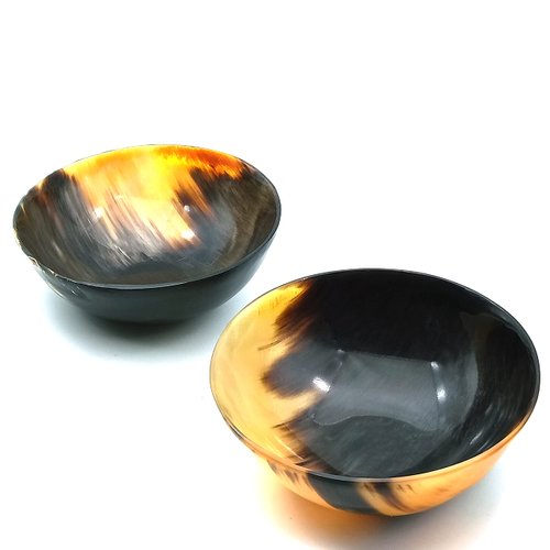 AYZCORP Shaving & Serving Bowl Natural Yak Horn Shaving Soap Bowl Shaving Cup for Men Real Horn Shave Bowl Lathering Up Shaving Soap Cup Bowls.Gift for Husband Boyfriend 5”RoundX2”deep