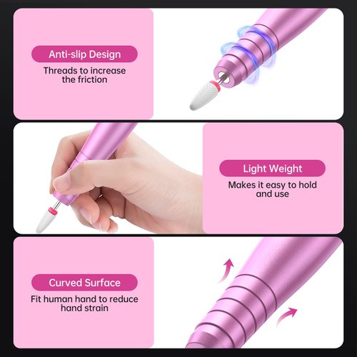 Cordless Electric Nail Drill, Arsupen Rechargeable Nail Drill Machine for Acrylic Gel Nails, Portable Electric Nail File kit with High-Grade Ceramic Bits for Home Salon Use