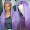GJRainDY Purple Wig Synthetic Lace Front Wig for Women 13x4 Glueless Light Purple Long Straight Wigs 24 Inch Synthetic Lace Front Wig with Natural Pre Plucked Hairline