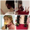 KuuGuu 10 PCS Cherry Bow Hair Clip Rhinestone Velvet Alligator Clips Fashion Non-slip Ponytail Hair Barrettes Cute Cherry Creative Hairpins for Women Girls Teen Winter Daily Christmas Hair Accessories