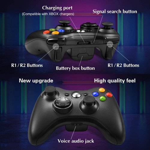 Etpark Wireless Controller for Xbox 360, Xbox 360 Joystick Wireless Game Controller for Xbox 360 & Slim Console and PC Windows XP/7/8/10(Black)
