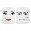 Fonhark - Funny Gamer Mug Set, MAN FACE Mug, WOMAN Face Mug, Birthday Mug, (Pack of 2), 11 Oz Novelty Coffee Mug/Cup, White