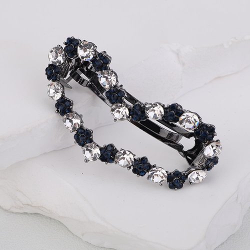 BERYUAN Heart Vintage Cyrstal Rhinestone Hair Cips Sparkly Ponytail Prom Clips Vintage Metal Rhinestone Hair Barrettes French Vintage Rhinestone Heart Wedding Hair Accessories (silver and blue)