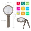 HONWELL Magnifying Glass with Light, Light and Handheld Magnifying Glass, Battery Powered Magnifying Glass for Reading, 3 Modes 16 LEDs Magnifier with 3X 5X Magnification for Inspection,Coins,Hobbies