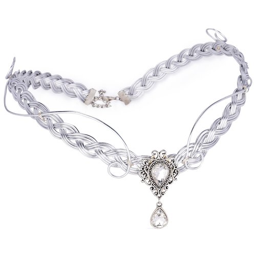 CoTeeZa Fairy Circlet Viking Crown - Handmade Braided Silver Medieval Headpiece Retro Celtic Headband Vintage Crystal Tiara Men Nordic Crown for Women Renaissance Costume Festival Cosplay Accessory