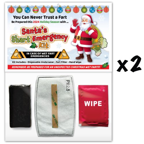 Christmas Santa's SHART Wet Fart Emergency Kit - Funny Xmas Gift Gag Party Favors, Stocking Stuffer, White Elephant, Secret Santa and More! (2) (2 Pack)