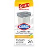 Glad Medium Drawstring Trash Bags with Clorox, 8 Gal, Lemon Fresh Bleach, 26 Ct (Package May Vary)