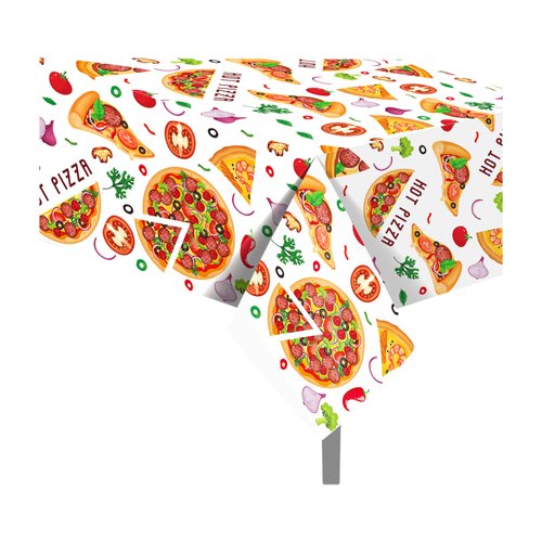 2 Pieces Pizza Party Tablecloth Pizza Theme Table Cover Pizza Birthday Party Decorations Pizza Party Birthday Table Cover Disposable Plastic Table Cover for Pizza Theme Party Supplies,54x87In
