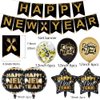 Happy New Year Decorations New Years Eve Party Supplies kit with Happy New Year 2025 Banner Happy New Year Balloons Fringe Curtain for New Years Party Decorations