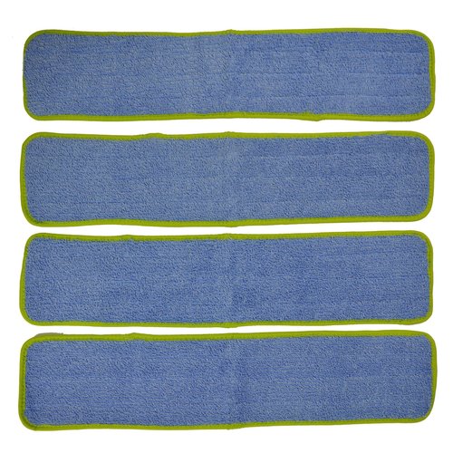 CleanAide Microfiber Wet Mop Pad Refill, 24 Inches, Green, Pack of 4