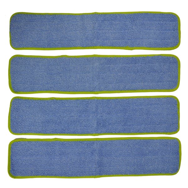 CleanAide Microfiber Wet Mop Pad Refill, 24 Inches, Green, Pack of 4